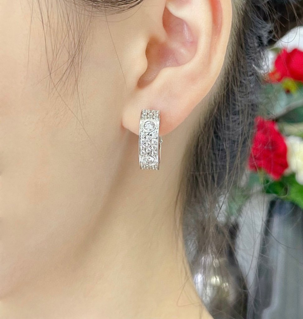 [Lucas Jewelry]LOVE 5.5MM DIAMOND PAVED EARRINGS