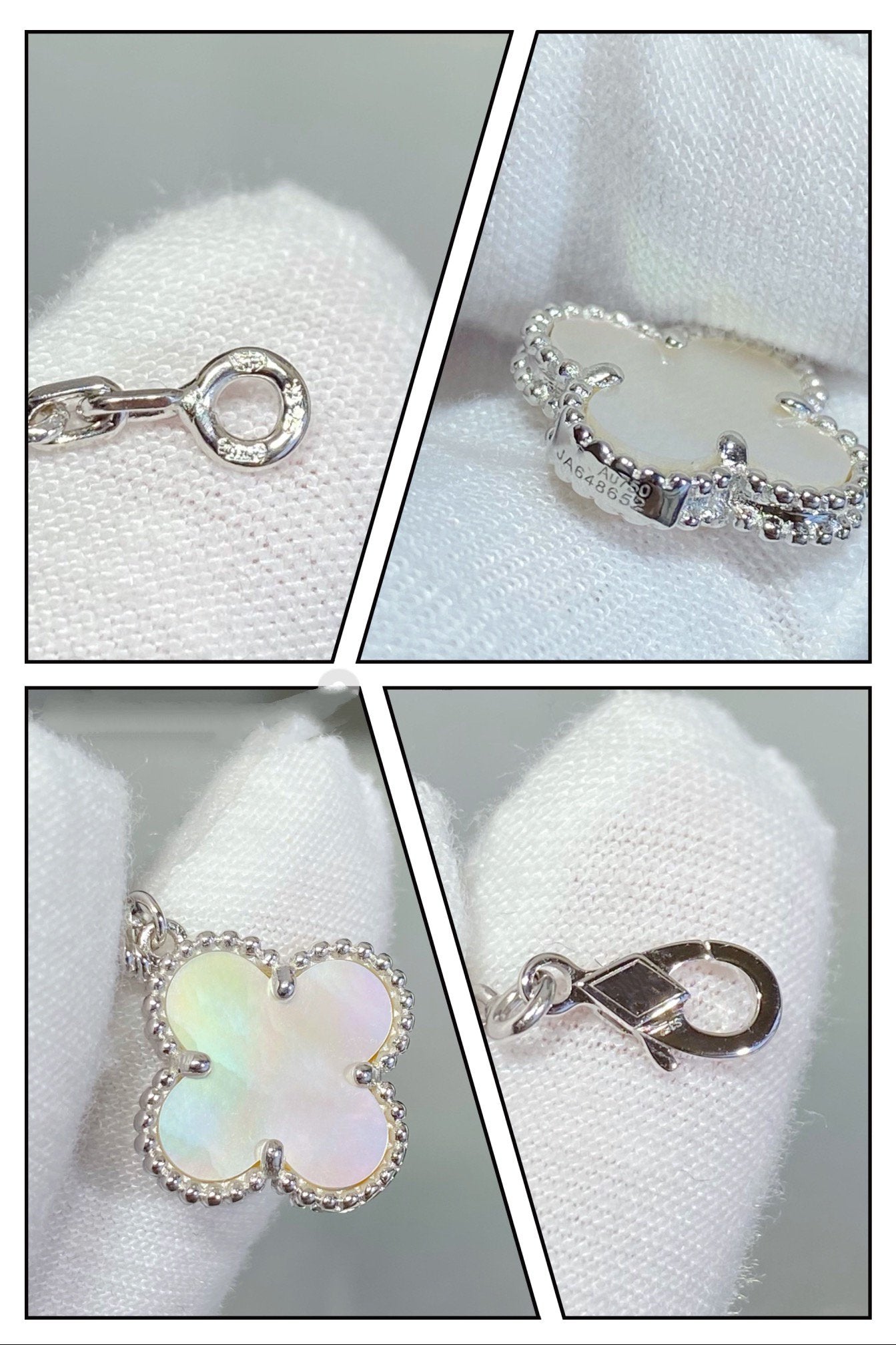 [Lucas Jewelry]CLOVER 5 MOTIF WHITE MOP SILVER BRACELET