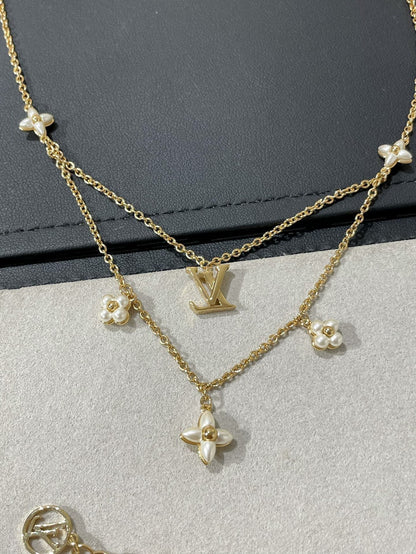 [Lucas Jewelry]FLOWERGRAM GOLD MOP DOUBLE ROW NECKLACE