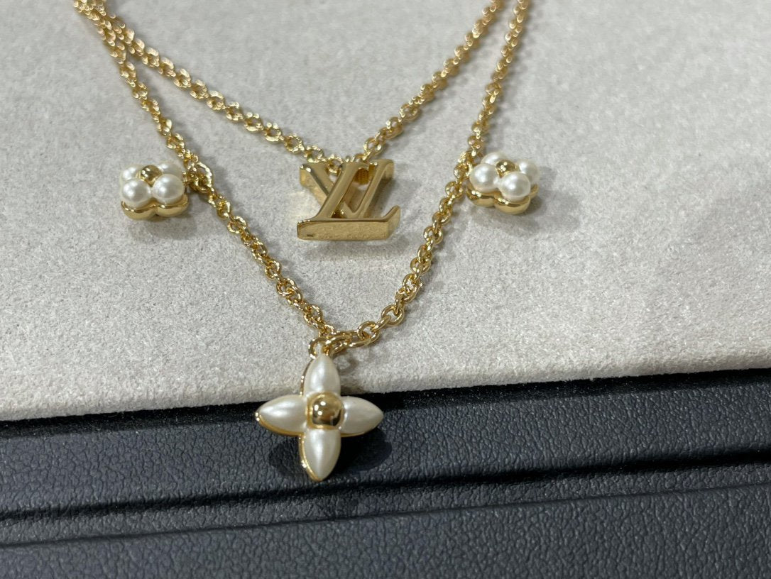 [Lucas Jewelry]FLOWERGRAM GOLD MOP DOUBLE ROW NECKLACE