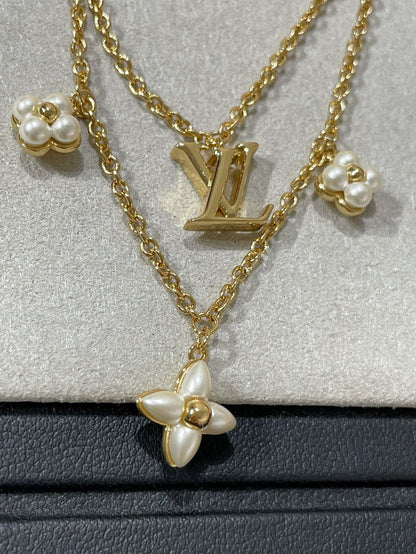 [Lucas Jewelry]FLOWERGRAM GOLD MOP DOUBLE ROW NECKLACE