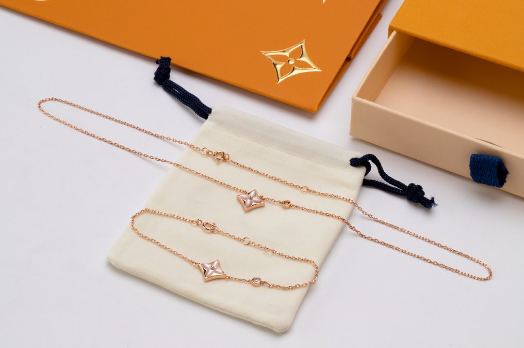 [Lucas Jewelry]STAR PINK MOP 1 DIAMOND PINK GOLD NECKLACE