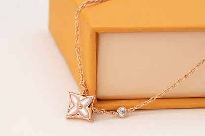 [Lucas Jewelry]STAR PINK MOP 1 DIAMOND PINK GOLD NECKLACE