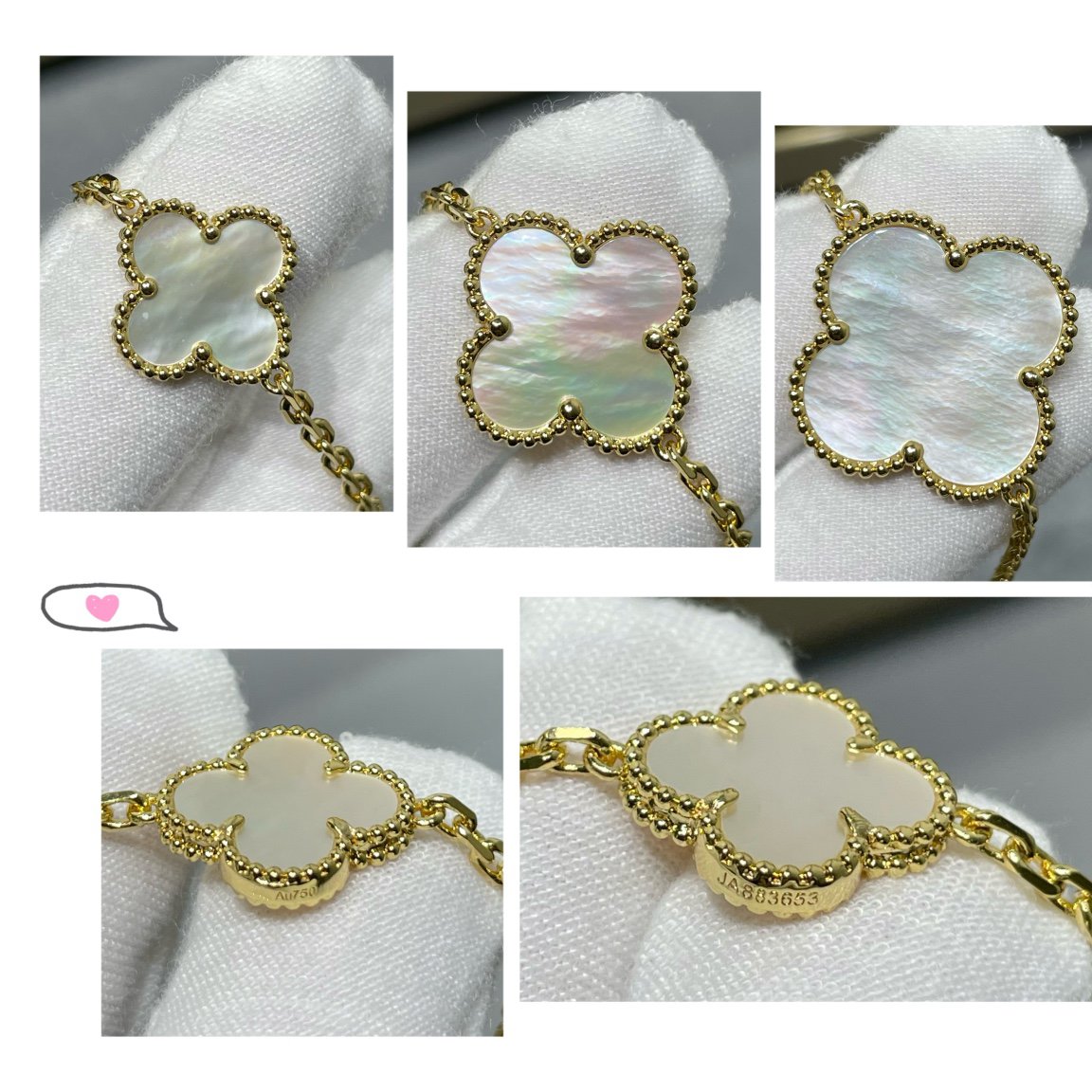 [Lucas Jewelry]CLOVER 16 MOTIF WHITE MOP GOLD NECKLACE