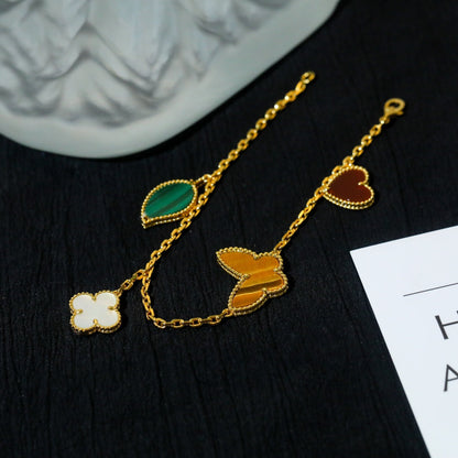 [Lucas Jewelry]LUCKY SPRING 5 MOTIF GOLD BRACELET