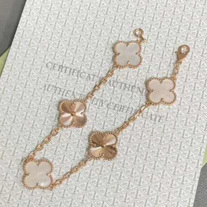 [Lucas Jewelry]CLOVER BRACELET 5 MOTIF WHITE MOP PINK GOLD