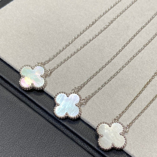 [Lucas Jewelry]CLOVER MEDIUM SILVER WHITE MOP NECKLACE