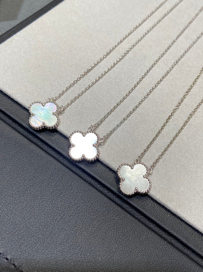 [Lucas Jewelry]CLOVER MEDIUM SILVER WHITE MOP NECKLACE