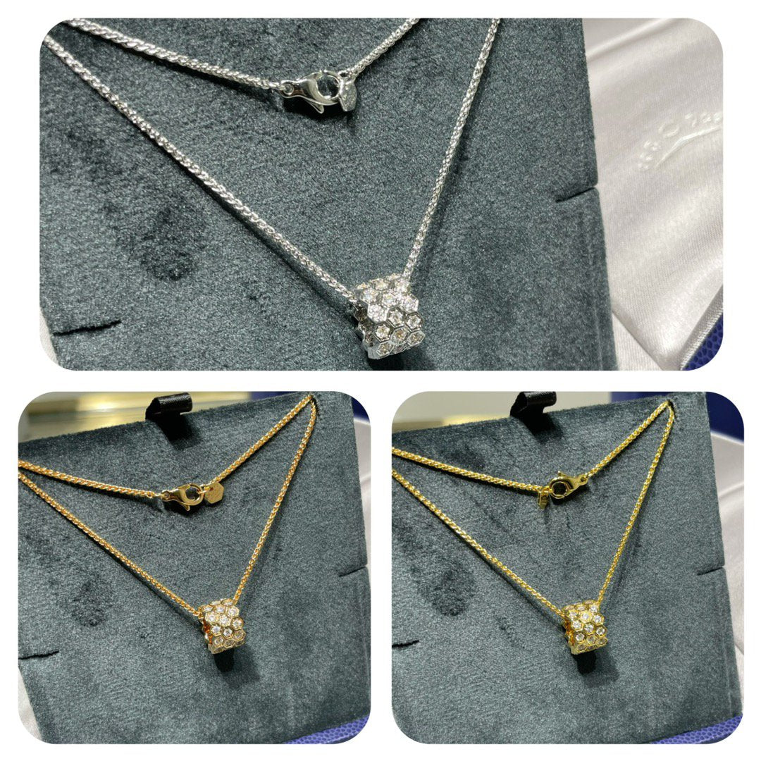 [Lucas Jewelry]BEE LOVE DIAMOND PAVED 3 ROW NECKLACE