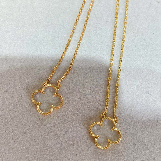 [Lucas Jewelry]CLOVER ROCK CRYSTAL ROSE GOLD NECKLACE