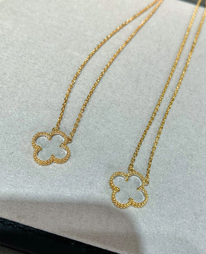 [Lucas Jewelry]CLOVER ROCK CRYSTAL ROSE GOLD NECKLACE