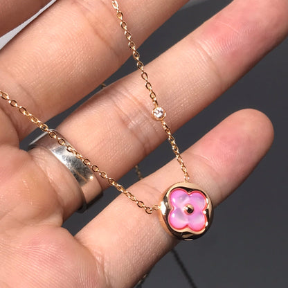 [Lucas Jewelry]COLOR BLOSSOM PINK MOP SUN GOLD NECKLACE