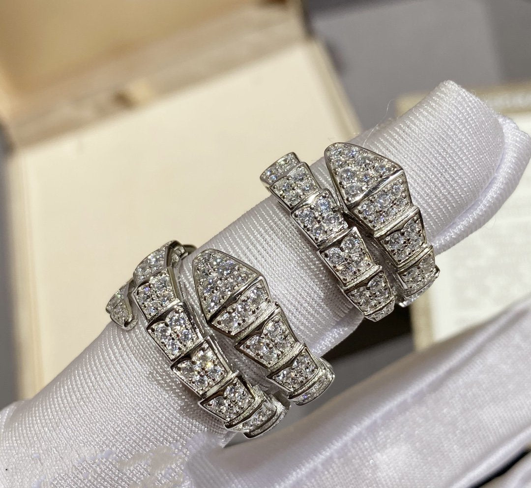 [Lucas Jewelry]SERPENTI RING SILVER DIAMOND PAVED