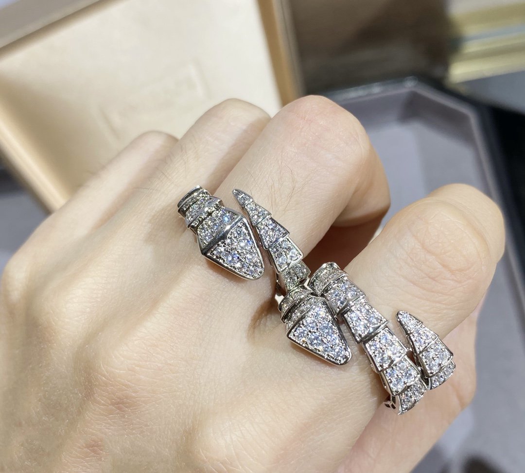 [Lucas Jewelry]SERPENTI LARGE RING SILVER DIAMOND PAVED