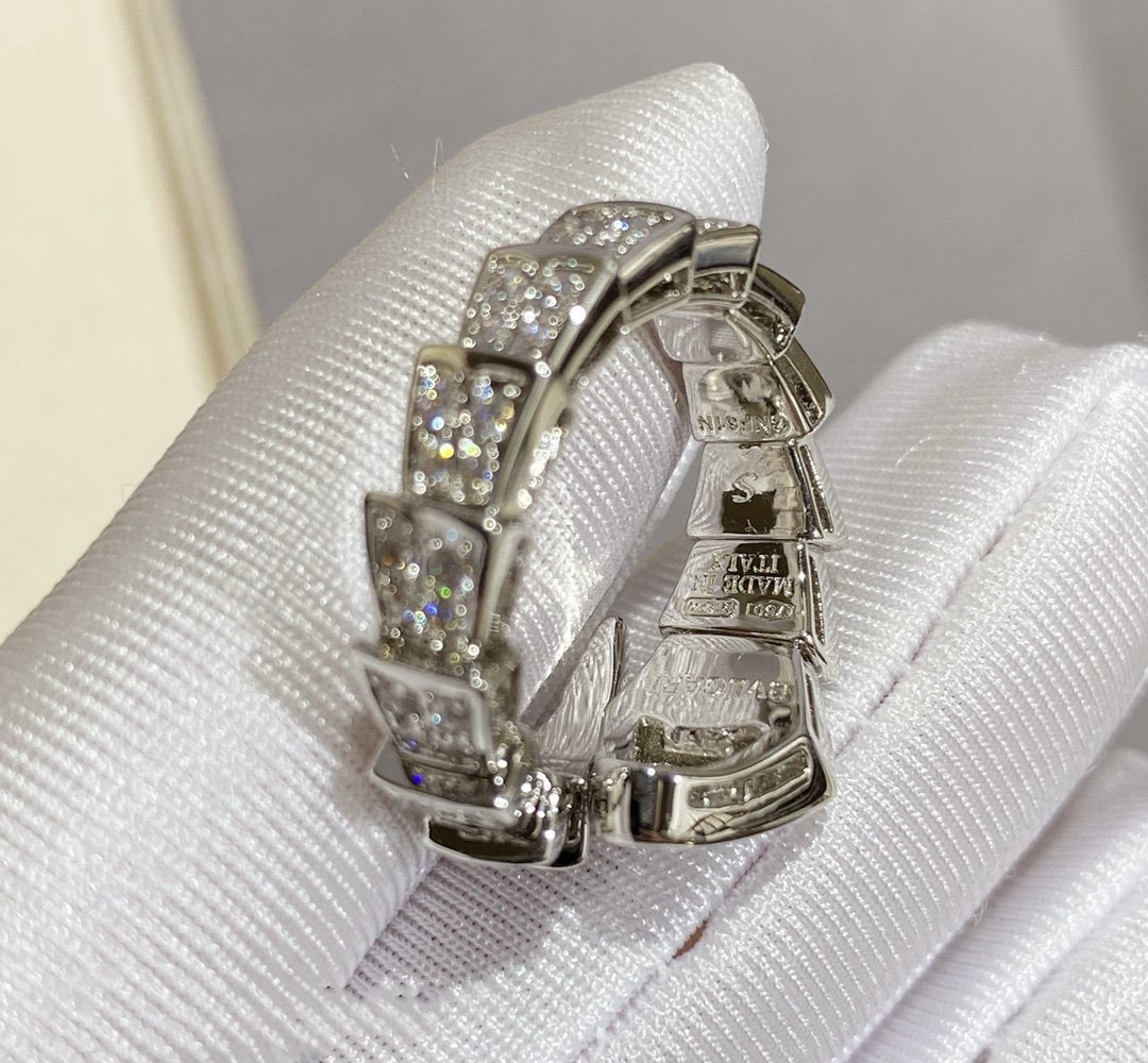 [Lucas Jewelry]SERPENTI LARGE RING SILVER DIAMOND PAVED