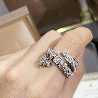 [Lucas Jewelry]SERPENTI DOUBLE RING SILVER DIAMOND PAVED