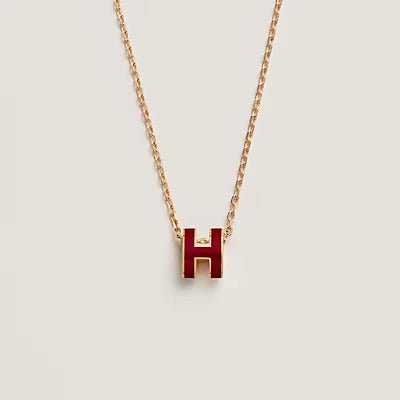 [Lucas Jewelry]HM CLIC RED ENAMEL GOLD NECKLACE