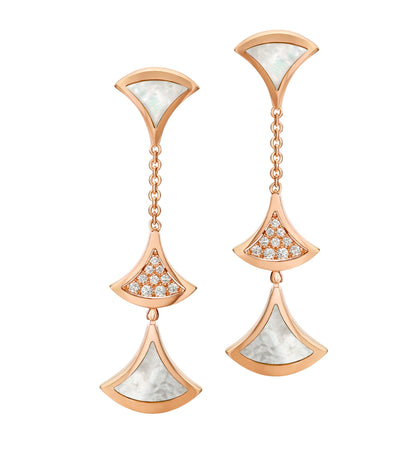 [Lucas Jewelry]DREAM EARRINGS 3 MOTIFS DIAMOND MOP PINK GOLD