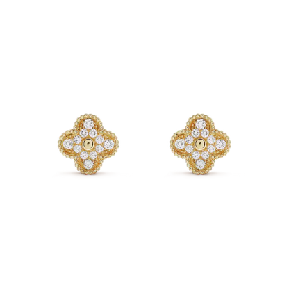 [Lucas Jewelry]CLOVER MEDIUM 1 MOTIFS FUll DIAMOND EARRINGS