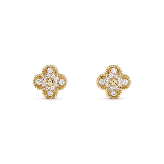 [Lucas Jewelry]CLOVER MEDIUM 1 MOTIFS FUll DIAMOND EARRINGS