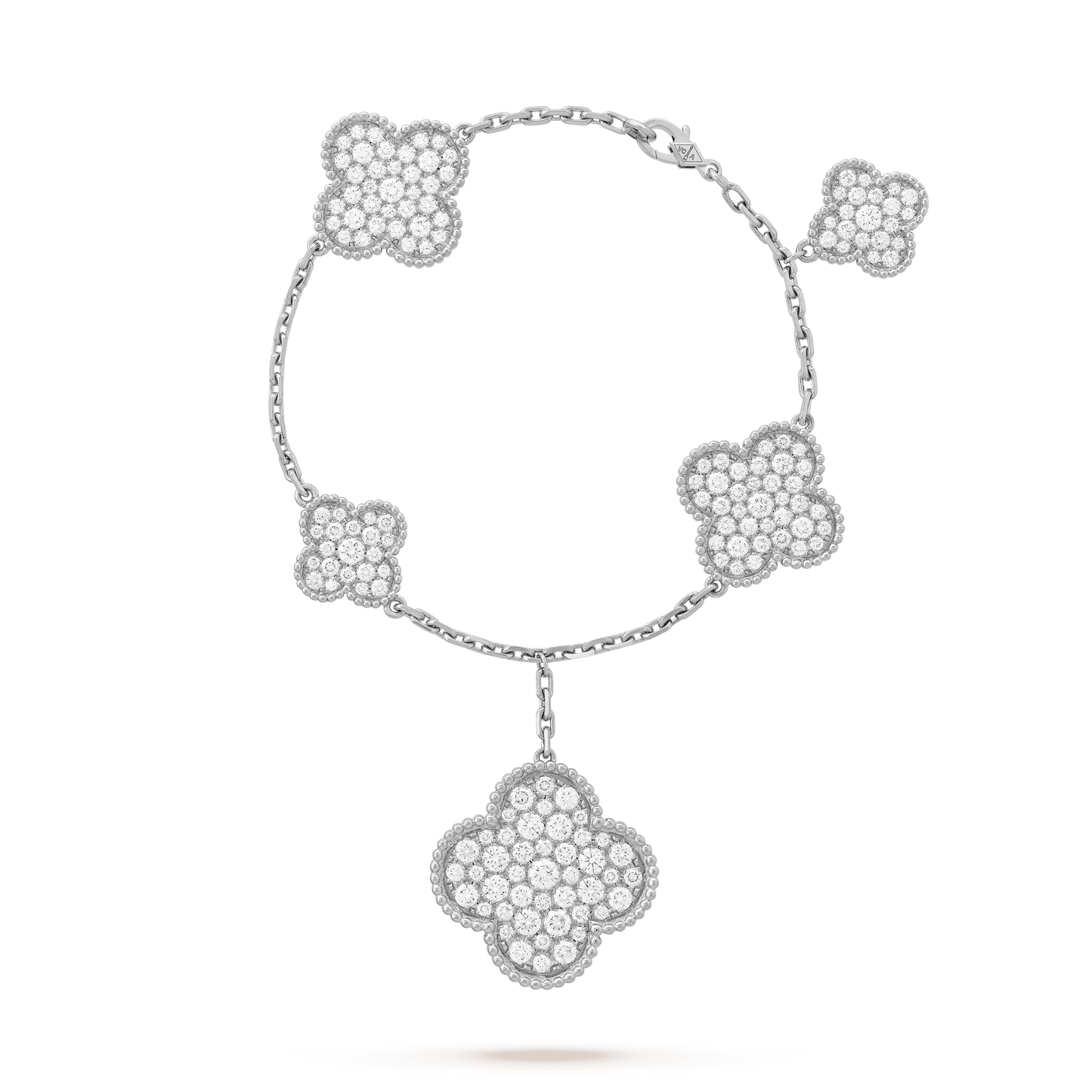 [Lucas Jewelry]CLOVER 6 MOTIFS SILVER DIAMOND BRACELET