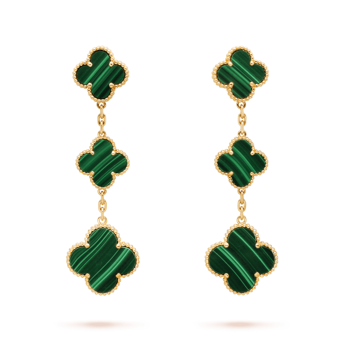 [Lucas Jewelry]CLOVER MALACHITE 3 MOTIFS GOLD