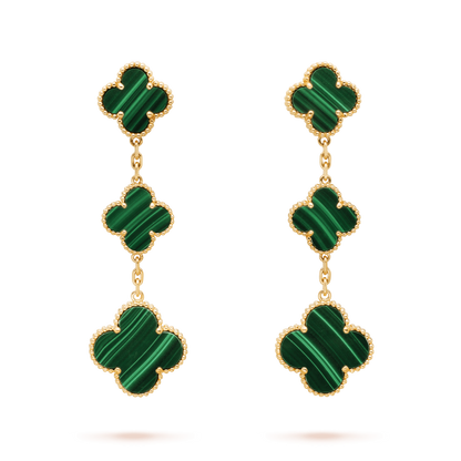 [Lucas Jewelry]CLOVER MALACHITE 3 MOTIFS GOLD