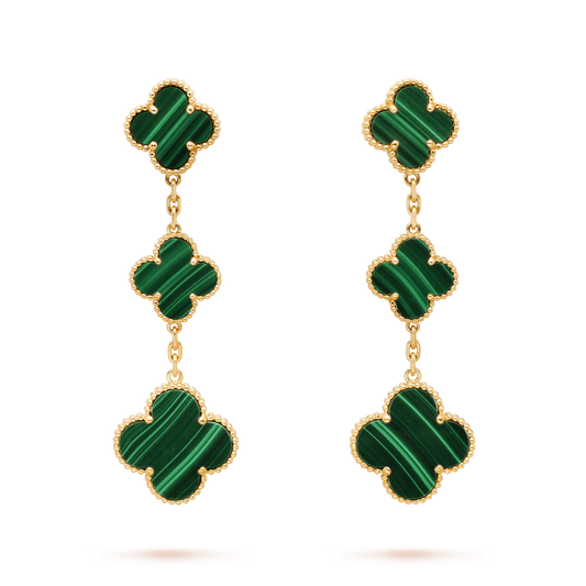 [Lucas Jewelry]CLOVER MALACHITE 3 MOTIFS GOLD