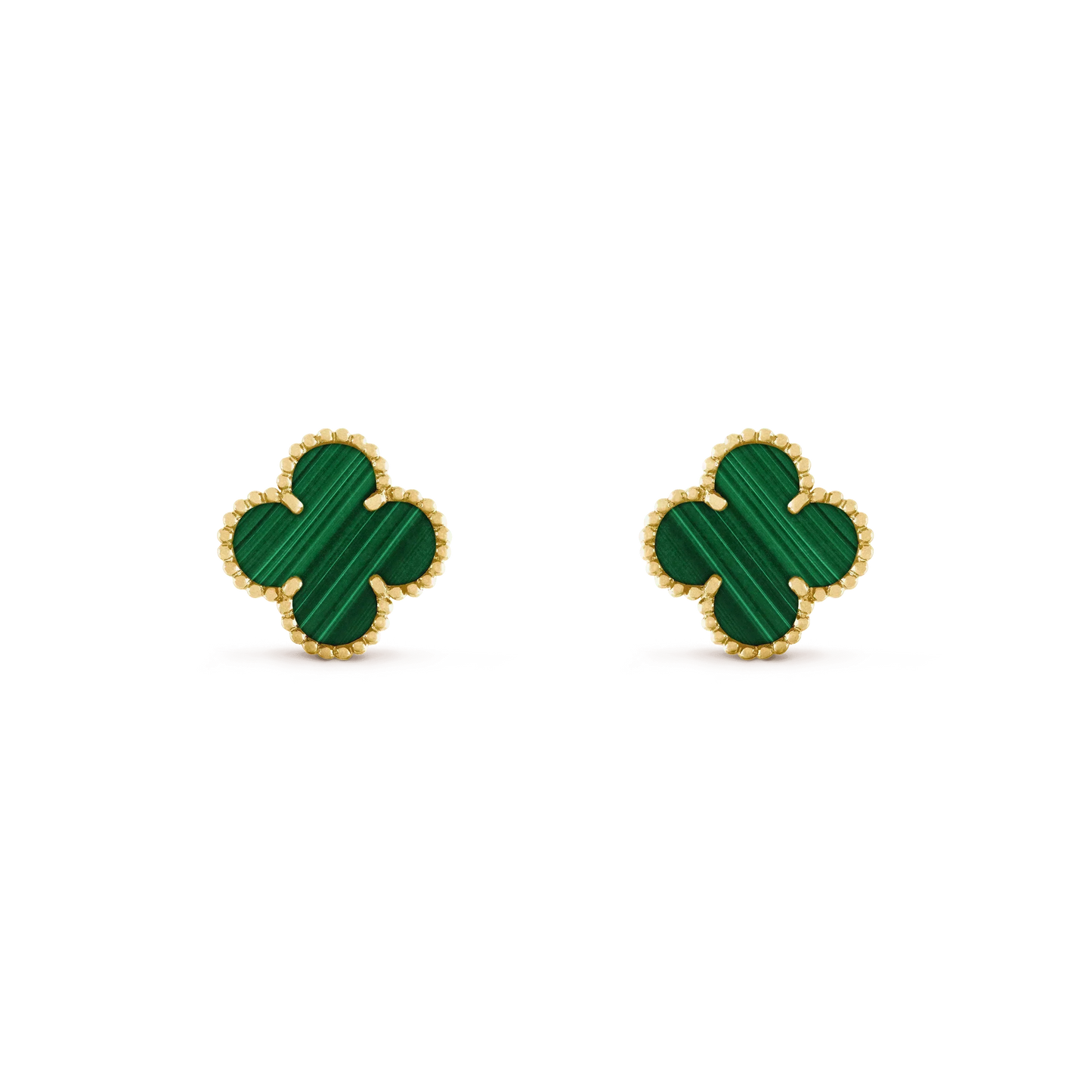 [Lucas Jewelry]CLOVER MEDIUM 1 MOTIFS MALACHITE  EARRINGS