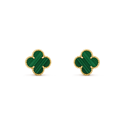 [Lucas Jewelry]CLOVER MEDIUM 1 MOTIFS MALACHITE  EARRINGS