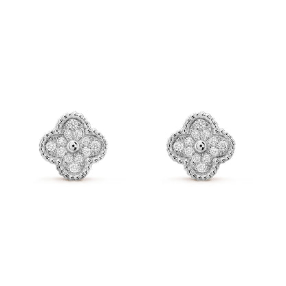 [Lucas Jewelry]CLOVER MINI DIAMOND STUD EARRINGS