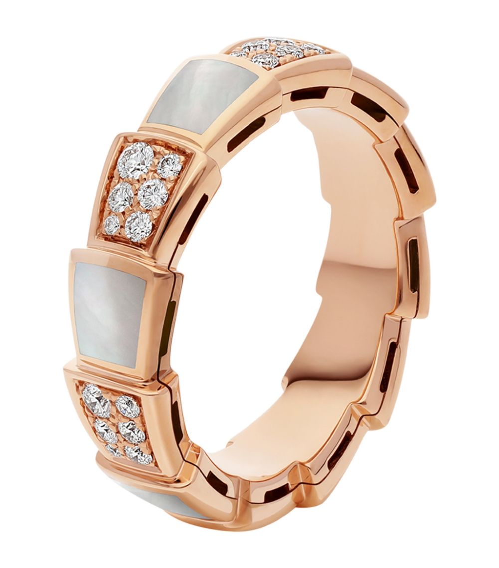 [Lucas Jewelry]SERPENTI RING PINK GOLD MOP DIAMOND PAVED 4MM