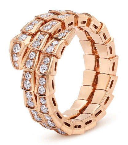 [Lucas Jewelry]SERPENTI RING PINK GOLD DIAMOND DOUBLE ROW