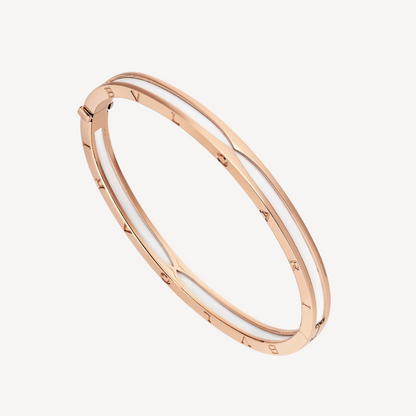 [Lucas Jewelry]ZERO 1 PINK GOLD WITH WHITE CERAMIC BRACELET