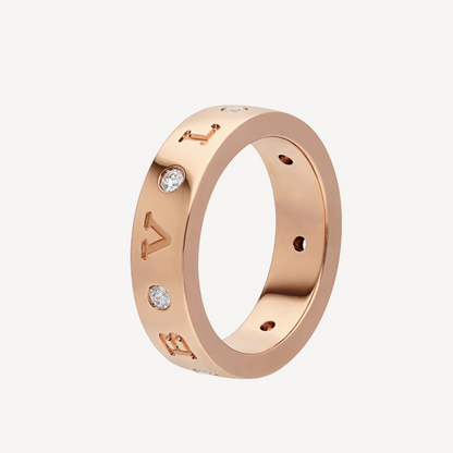 [Lucas Jewelry]ZERO 1 ESSENTIAL PINK GOLD BAND WITH DIAMONDS RING