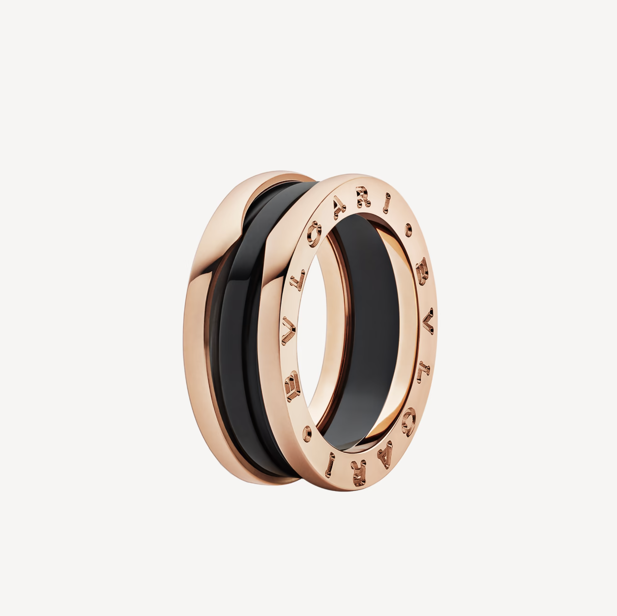 [Lucas Jewelry]ZERO 1 TWO-BAND LOOPS AND BLACK CERAMIC PINK GOLD RING