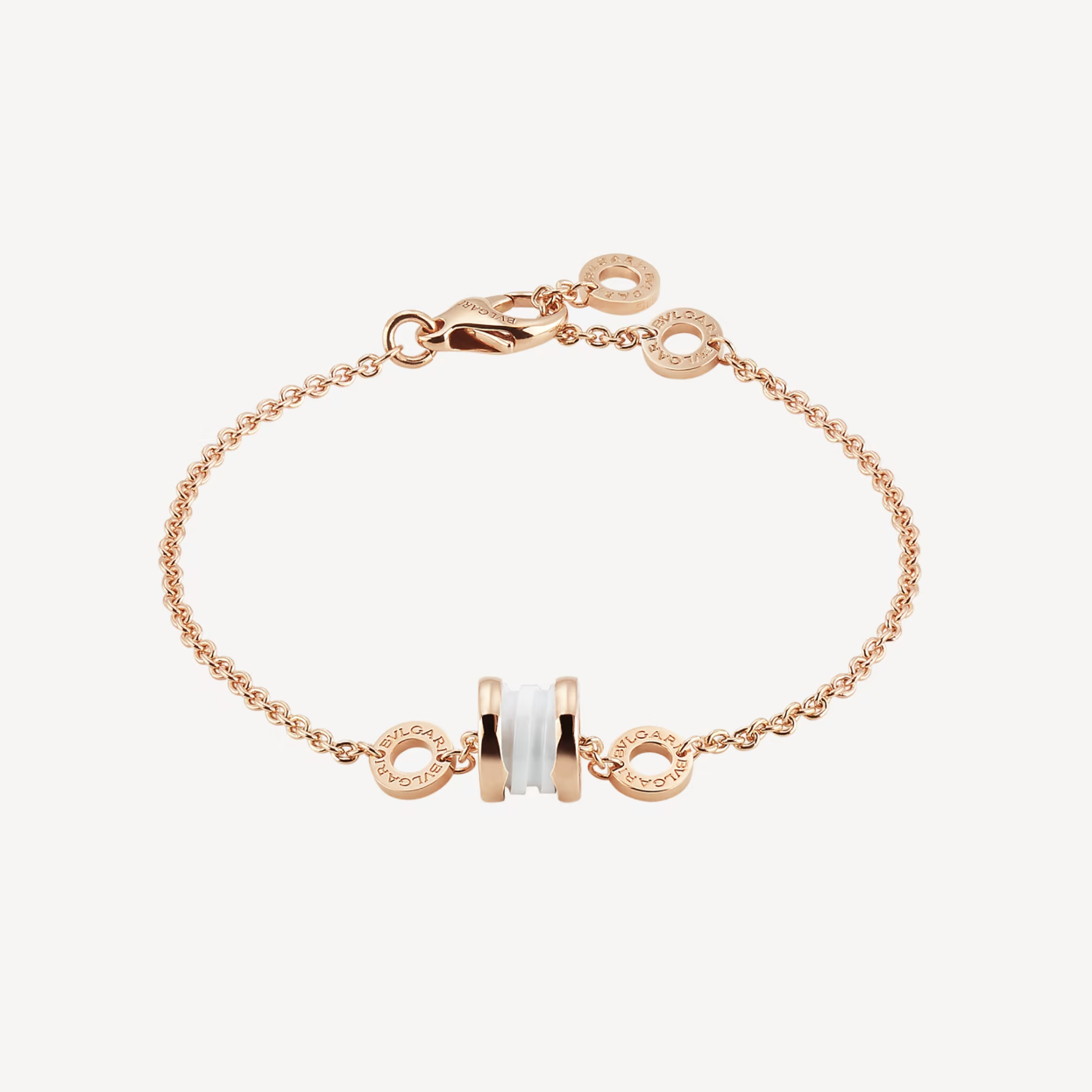 [Lucas Jewelry]ZERO 1 SOFT PINK GOLD AND WHITE CERAMIC BRACELET