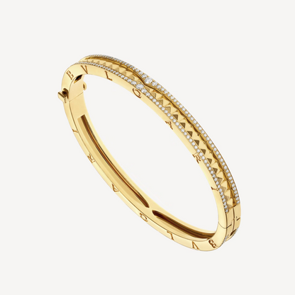 [Lucas Jewelry]ZERO 1 SPIRAL AND PAVED DIAMOND GOLD BRACELET