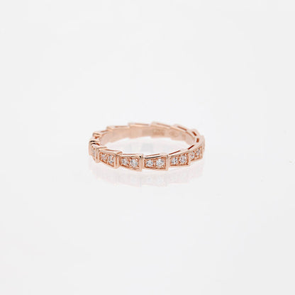 [Lucas Jewelry]SERPENTI RING PINK GOLD DIAMOND PAVED 3MM