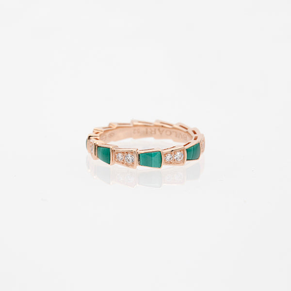 [Lucas Jewelry]SERPENTI RING PINK GOLD MALACHITE DIAMOND 3MM