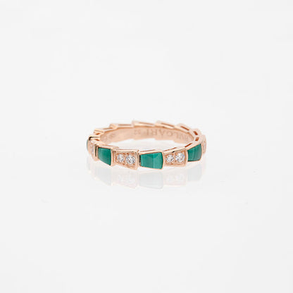 [Lucas Jewelry]SERPENTI RING PINK GOLD MALACHITE DIAMOND 3MM