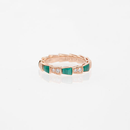 [Lucas Jewelry]SERPENTI RING PINK GOLD MALACHITE DIAMOND 3MM