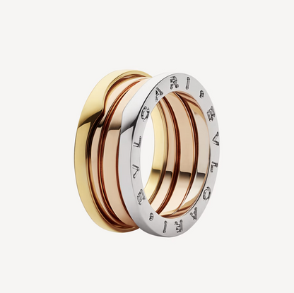 [Lucas Jewelry]ZERO 1 THREE-BAND ROSE WHITE AND YELLOW RING