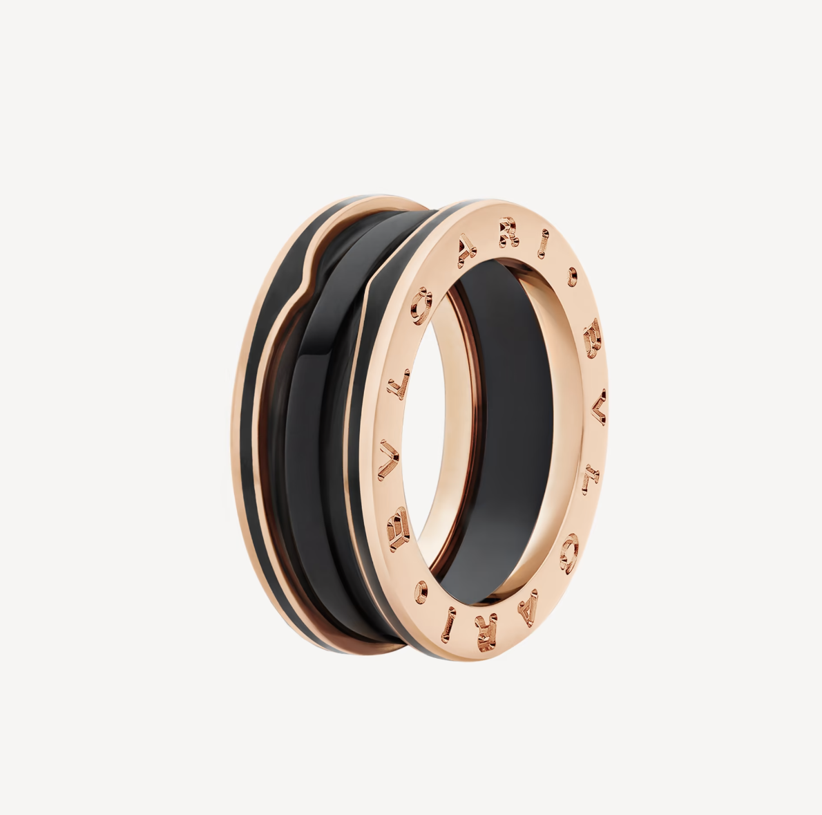 [Lucas Jewelry]ZERO 1 TWO-BAND WITH MATTE BLACK CERAMIC PINK GOLD RING