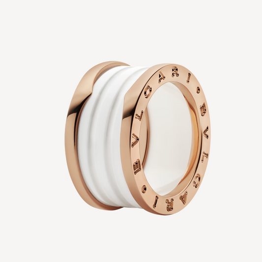 [Lucas Jewelry]ZERO 1 FOUR-BAND LOOPS AND WHITE CERAMIC SPIRAL PINK GOLD RING