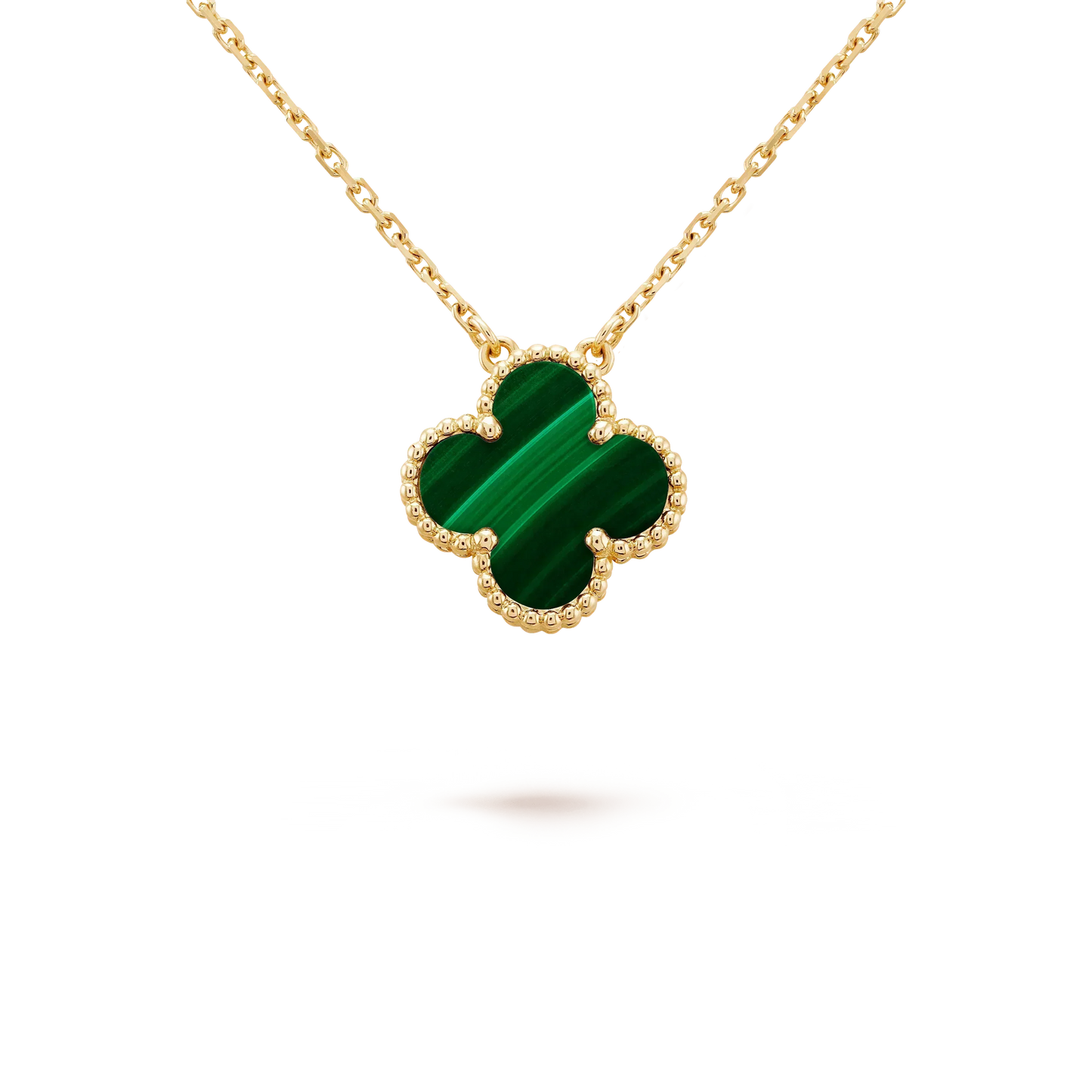 [Lucas Jewelry]CLOVER 15MM MALACHITE SINGLE FLOWER  NECKLACE