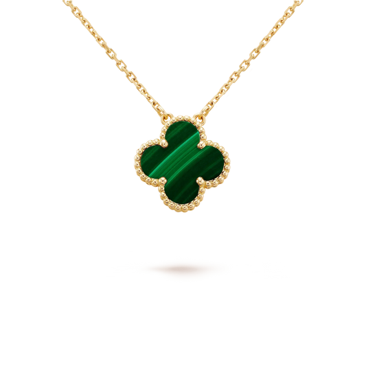 [Lucas Jewelry]CLOVER 15MM MALACHITE SINGLE FLOWER  NECKLACE