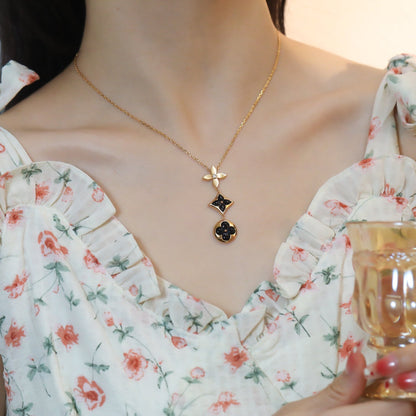 [Lucas Jewelry]STAR AND SUN ONYX PINK GOLD NECKLACE