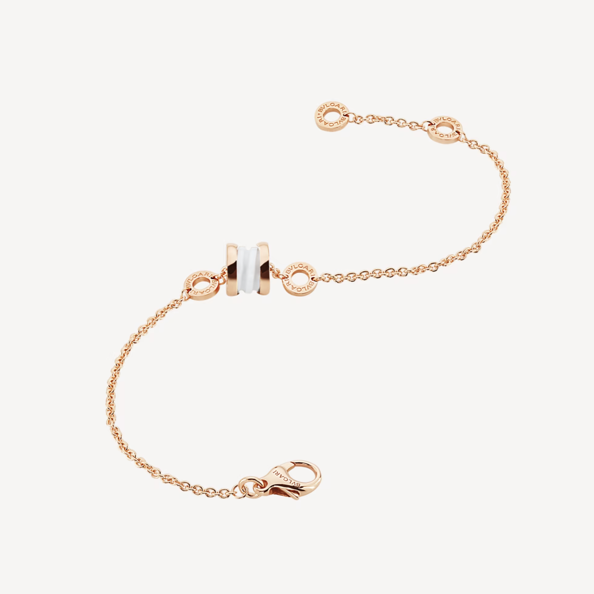 [Lucas Jewelry]ZERO 1 SOFT PINK GOLD AND WHITE CERAMIC BRACELET