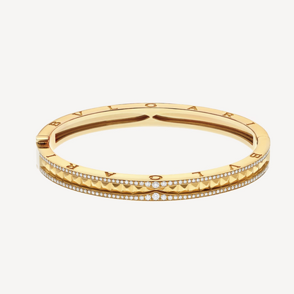 [Lucas Jewelry]ZERO 1 SPIRAL AND PAVED DIAMOND GOLD BRACELET